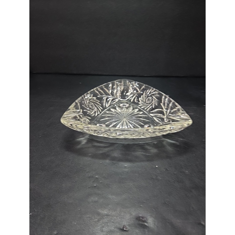 Hazel Atlas Triangle Shape Ash Tray,‎ Vintage Clear Glass Dish, Candy Holder